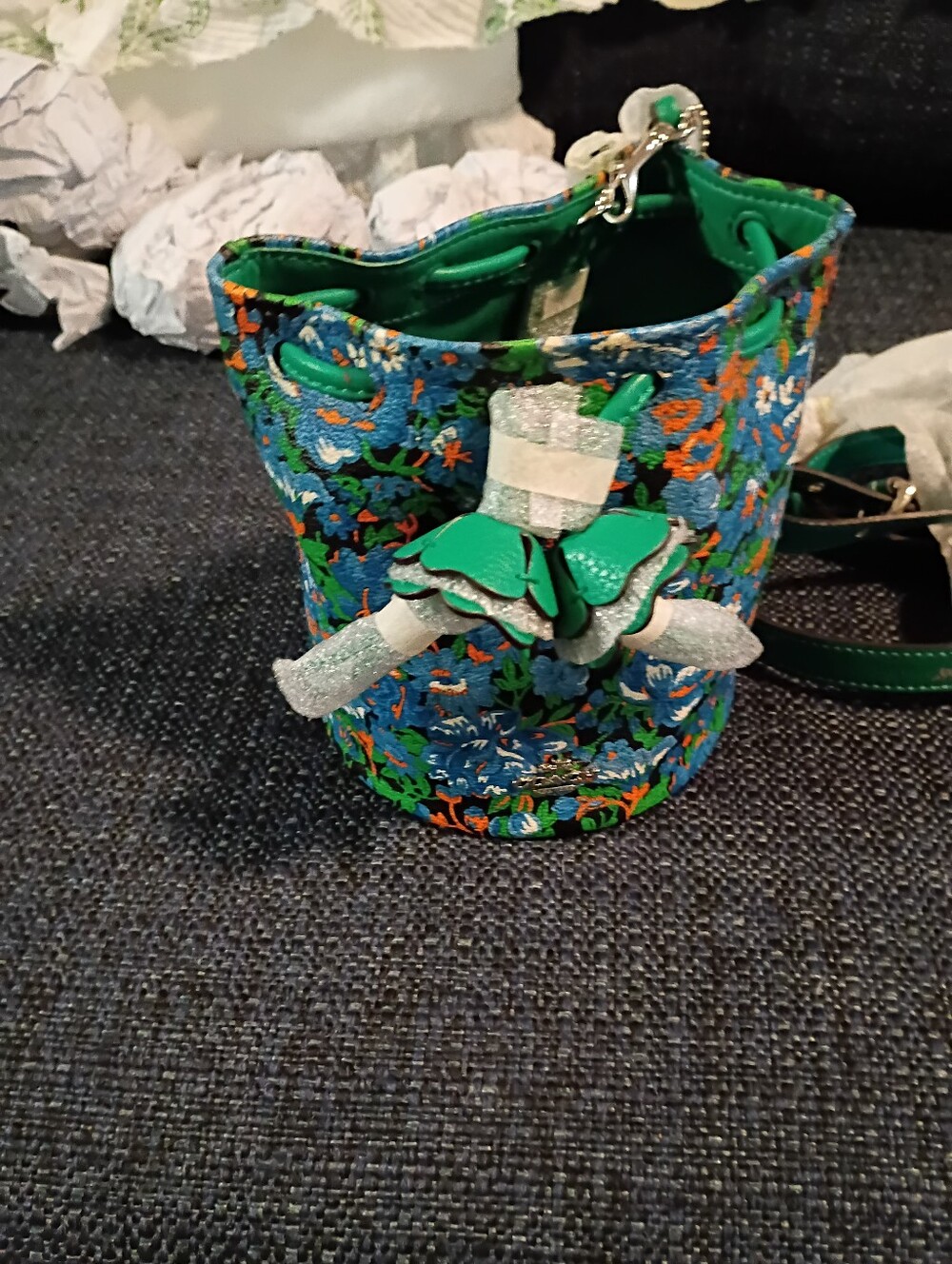 Coach Petal Bucket Wristlet In Sv/Blue Multi Color....Limited Edition.